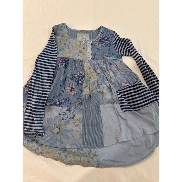 fresh produce Other - Fresh Produce Girls Blue Floral Patchwork Tunic Top Long Sleeve Cotton Size 7-8